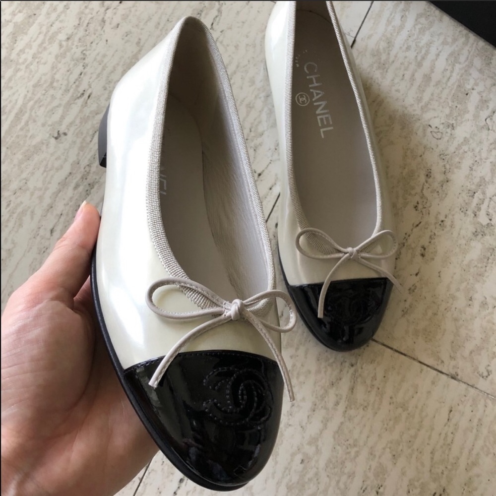 Chanel Ballerina Flats Pearl Shiny 36size